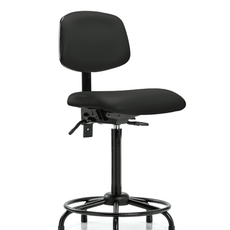 Vinyl Chair - High Bench Height with Round Tube Base, Seat Tilt, & Stationary Glides in Black Trailblazer Vinyl - VHBCH-RT-T1-A0-RG-8540