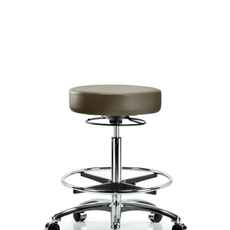 Vinyl Stool without Back Chrome - High Bench Height with Chrome Foot Ring & Casters in Marine Blue Supernova Vinyl - VHBSO-CR-CF-CC-8809