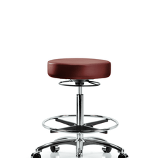 Vinyl Stool without Back Chrome - High Bench Height with Chrome Foot Ring & Casters in Taupe Supernova Vinyl - VHBSO-CR-CF-CC-8815