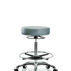Vinyl Stool without Back Chrome - High Bench Height with Chrome Foot Ring & Casters in Storm Supernova Vinyl - VHBSO-CR-CF-CC-8822