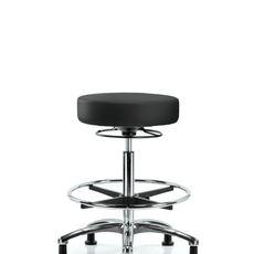Vinyl Stool without Back Chrome - High Bench Height with Chrome Foot Ring & Stationary Glides in Black Trailblazer Vinyl - VHBSO-CR-CF-RG-8540
