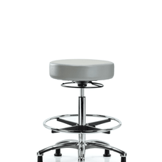 Vinyl Stool without Back Chrome - High Bench Height with Chrome Foot Ring & Stationary Glides in Dove Trailblazer Vinyl - VHBSO-CR-CF-RG-8567