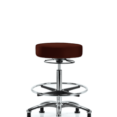 Vinyl Stool without Back Chrome - High Bench Height with Chrome Foot Ring & Stationary Glides in Burgundy Trailblazer Vinyl - VHBSO-CR-CF-RG-8569
