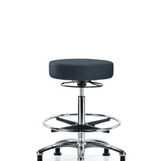 Vinyl Stool without Back Chrome - High Bench Height with Chrome Foot Ring & Stationary Glides in Imperial Blue Trailblazer Vinyl - VHBSO-CR-CF-RG-8582