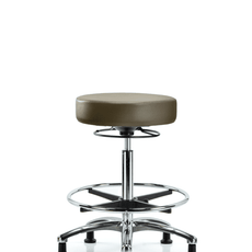 Vinyl Stool without Back Chrome - High Bench Height with Chrome Foot Ring & Stationary Glides in Marine Blue Supernova Vinyl - VHBSO-CR-CF-RG-8809
