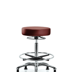 Vinyl Stool without Back Chrome - High Bench Height with Chrome Foot Ring & Stationary Glides in Taupe Supernova Vinyl - VHBSO-CR-CF-RG-8815