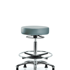 Vinyl Stool without Back Chrome - High Bench Height with Chrome Foot Ring & Stationary Glides in Storm Supernova Vinyl - VHBSO-CR-CF-RG-8822