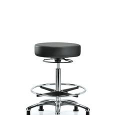 Vinyl Stool without Back Chrome - High Bench Height with Chrome Foot Ring & Stationary Glides in Carbon Supernova Vinyl - VHBSO-CR-CF-RG-8823