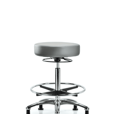 Vinyl Stool without Back Chrome - High Bench Height with Chrome Foot Ring & Stationary Glides in Sterling Supernova Vinyl - VHBSO-CR-CF-RG-8840