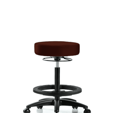 Vinyl Stool without Back - High Bench Height with Black Foot Ring & Casters in Burgundy Trailblazer Vinyl - VHBSO-RG-BF-RC-8569