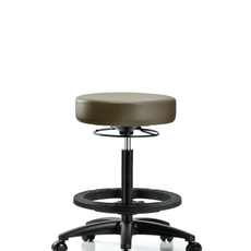 Vinyl Stool without Back - High Bench Height with Black Foot Ring & Casters in Marine Blue Supernova Vinyl - VHBSO-RG-BF-RC-8809