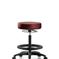 Vinyl Stool without Back - High Bench Height with Black Foot Ring & Casters in Taupe Supernova Vinyl - VHBSO-RG-BF-RC-8815