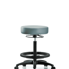 Vinyl Stool without Back - High Bench Height with Black Foot Ring & Casters in Storm Supernova Vinyl - VHBSO-RG-BF-RC-8822