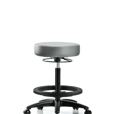 Vinyl Stool without Back - High Bench Height with Black Foot Ring & Casters in Sterling Supernova Vinyl - VHBSO-RG-BF-RC-8840