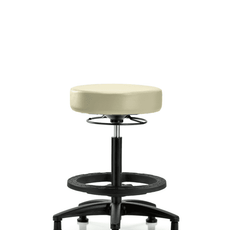 Vinyl Stool without Back - High Bench Height with Black Foot Ring & Stationary Glides in Adobe White Trailblazer Vinyl - VHBSO-RG-BF-RG-8501