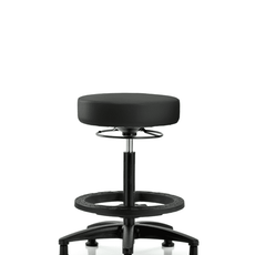 Vinyl Stool without Back - High Bench Height with Black Foot Ring & Stationary Glides in Black Trailblazer Vinyl - VHBSO-RG-BF-RG-8540