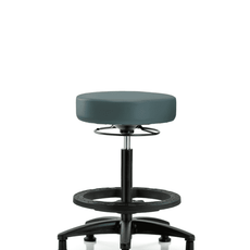 Vinyl Stool without Back - High Bench Height with Black Foot Ring & Stationary Glides in Colonial Blue Trailblazer Vinyl - VHBSO-RG-BF-RG-8546