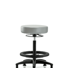 Vinyl Stool without Back - High Bench Height with Black Foot Ring & Stationary Glides in Dove Trailblazer Vinyl - VHBSO-RG-BF-RG-8567