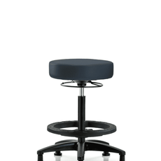 Vinyl Stool without Back - High Bench Height with Black Foot Ring & Stationary Glides in Imperial Blue Trailblazer Vinyl - VHBSO-RG-BF-RG-8582