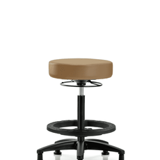 Vinyl Stool without Back - High Bench Height with Black Foot Ring & Stationary Glides in Taupe Trailblazer Vinyl - VHBSO-RG-BF-RG-8584