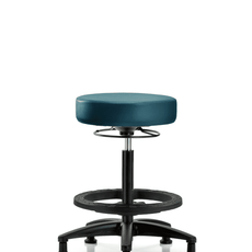 Vinyl Stool without Back - High Bench Height with Black Foot Ring & Stationary Glides in Marine Blue Supernova Vinyl - VHBSO-RG-BF-RG-8801