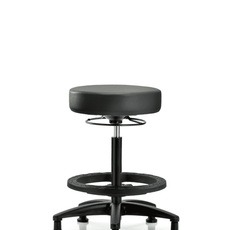 Vinyl Stool without Back - High Bench Height with Black Foot Ring & Stationary Glides in Carbon Supernova Vinyl - VHBSO-RG-BF-RG-8823