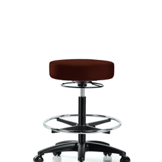 Vinyl Stool without Back - High Bench Height with Chrome Foot Ring & Casters in Burgundy Trailblazer Vinyl - VHBSO-RG-CF-RC-8569