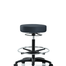 Vinyl Stool without Back - High Bench Height with Chrome Foot Ring & Casters in Imperial Blue Trailblazer Vinyl - VHBSO-RG-CF-RC-8582