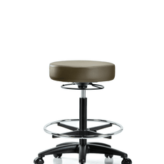 Vinyl Stool without Back - High Bench Height with Chrome Foot Ring & Casters in Marine Blue Supernova Vinyl - VHBSO-RG-CF-RC-8809