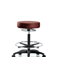 Vinyl Stool without Back - High Bench Height with Chrome Foot Ring & Casters in Taupe Supernova Vinyl - VHBSO-RG-CF-RC-8815