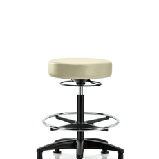 Vinyl Stool without Back - High Bench Height with Chrome Foot Ring & Stationary Glides in Adobe White Trailblazer Vinyl - VHBSO-RG-CF-RG-8501