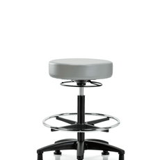 Vinyl Stool without Back - High Bench Height with Chrome Foot Ring & Stationary Glides in Dove Trailblazer Vinyl - VHBSO-RG-CF-RG-8567