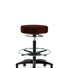 Vinyl Stool without Back - High Bench Height with Chrome Foot Ring & Stationary Glides in Burgundy Trailblazer Vinyl - VHBSO-RG-CF-RG-8569