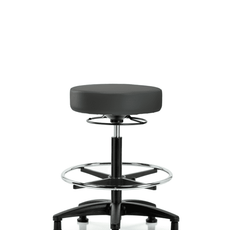 Vinyl Stool without Back - High Bench Height with Chrome Foot Ring & Stationary Glides in Charcoal Trailblazer Vinyl - VHBSO-RG-CF-RG-8605
