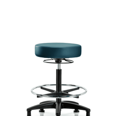 Vinyl Stool without Back - High Bench Height with Chrome Foot Ring & Stationary Glides in Marine Blue Supernova Vinyl - VHBSO-RG-CF-RG-8801
