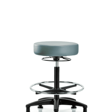 Vinyl Stool without Back - High Bench Height with Chrome Foot Ring & Stationary Glides in Storm Supernova Vinyl - VHBSO-RG-CF-RG-8822
