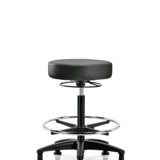 Vinyl Stool without Back - High Bench Height with Chrome Foot Ring & Stationary Glides in Carbon Supernova Vinyl - VHBSO-RG-CF-RG-8823