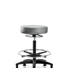 Vinyl Stool without Back - High Bench Height with Chrome Foot Ring & Stationary Glides in Sterling Supernova Vinyl - VHBSO-RG-CF-RG-8840