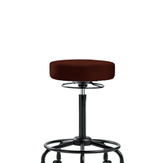 Vinyl Stool without Back - High Bench Height with Round Tube Base & Casters in Burgundy Trailblazer Vinyl - VHBSO-RT-RC-8569