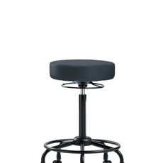 Vinyl Stool without Back - High Bench Height with Round Tube Base & Casters in Imperial Blue Trailblazer Vinyl - VHBSO-RT-RC-8582