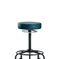 Vinyl Stool without Back - High Bench Height with Round Tube Base & Casters in Marine Blue Supernova Vinyl - VHBSO-RT-RC-8801
