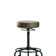Vinyl Stool without Back - High Bench Height with Round Tube Base & Casters in Marine Blue Supernova Vinyl - VHBSO-RT-RC-8809