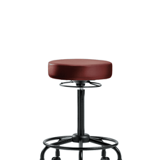 Vinyl Stool without Back - High Bench Height with Round Tube Base & Casters in Taupe Supernova Vinyl - VHBSO-RT-RC-8815