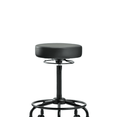 Vinyl Stool without Back - High Bench Height with Round Tube Base & Casters in Carbon Supernova Vinyl - VHBSO-RT-RC-8823