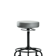 Vinyl Stool without Back - High Bench Height with Round Tube Base & Casters in Sterling Supernova Vinyl - VHBSO-RT-RC-8840