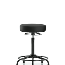 Vinyl Stool without Back - High Bench Height with Round Tube Base & Stationary Glides in Black Trailblazer Vinyl - VHBSO-RT-RG-8540
