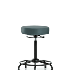 Vinyl Stool without Back - High Bench Height with Round Tube Base & Stationary Glides in Colonial Blue Trailblazer Vinyl - VHBSO-RT-RG-8546