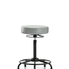 Vinyl Stool without Back - High Bench Height with Round Tube Base & Stationary Glides in Dove Trailblazer Vinyl - VHBSO-RT-RG-8567