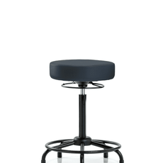 Vinyl Stool without Back - High Bench Height with Round Tube Base & Stationary Glides in Imperial Blue Trailblazer Vinyl - VHBSO-RT-RG-8582