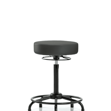 Vinyl Stool without Back - High Bench Height with Round Tube Base & Stationary Glides in Charcoal Trailblazer Vinyl - VHBSO-RT-RG-8605